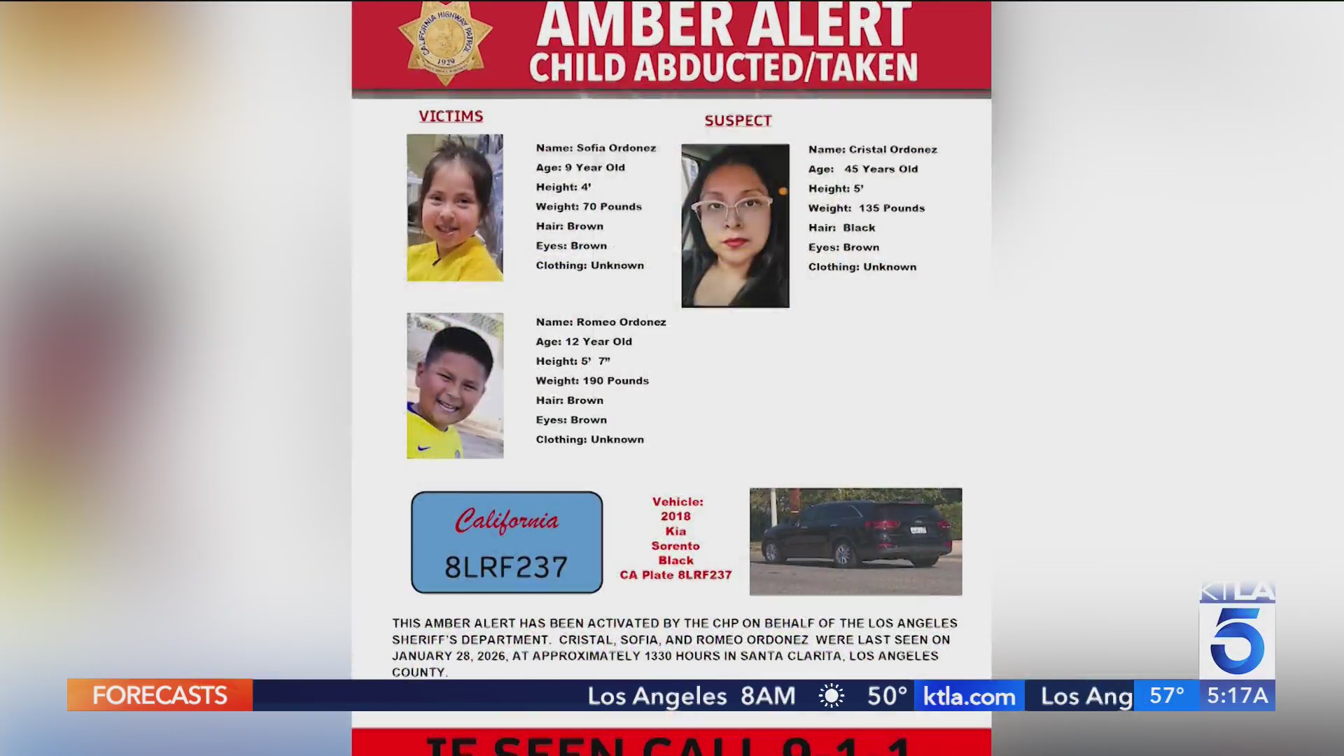 Amber Alert issued for 2 abducted children last seen in Santa Clarita