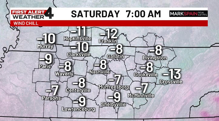 Frostbite risk this weekend across parts of Tennessee