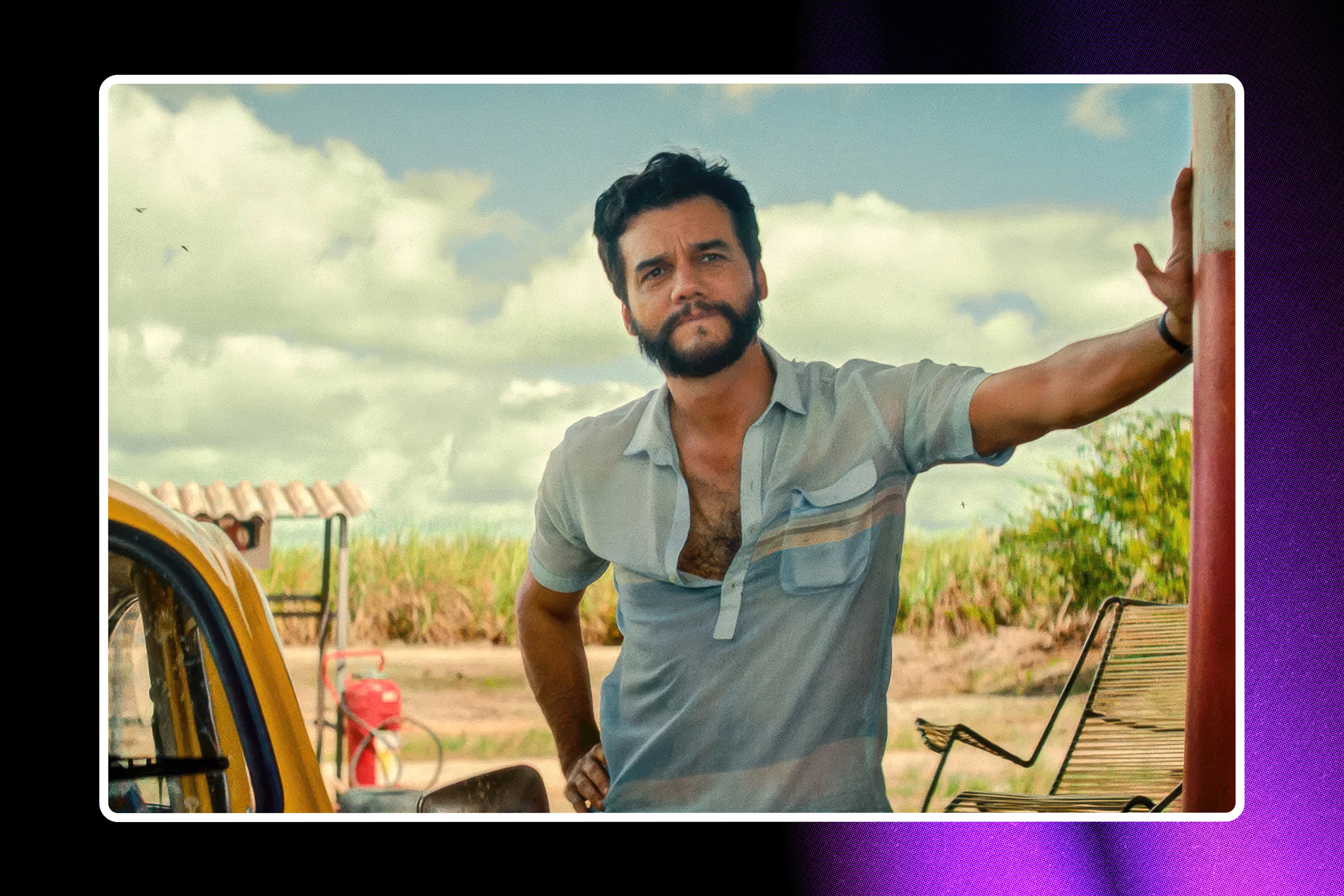 Wagner Moura in The Secret Agent. (Photo illustration: Yahoo News; photo: Neon/Everett Collection)