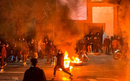 Protesters on the streets of Tehran earlier this month. The nationwide demonstrations began in late December - MAHSA/Middle East Images/AFP via Getty Images