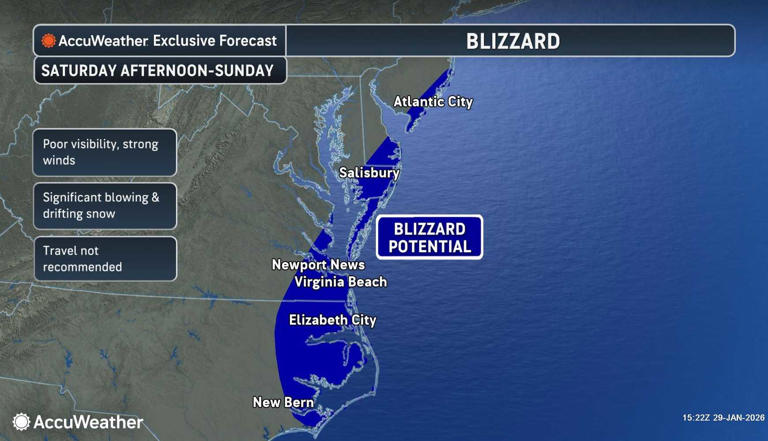 These locations could see blizzard conditions as powerful nor'easter nears
