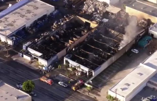 Crews continue to extinguish hot spots at El Monte recycling plant fire