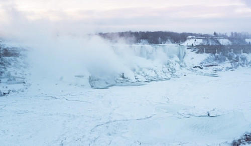 Niagara Falls partially frozen following days of bitter cold