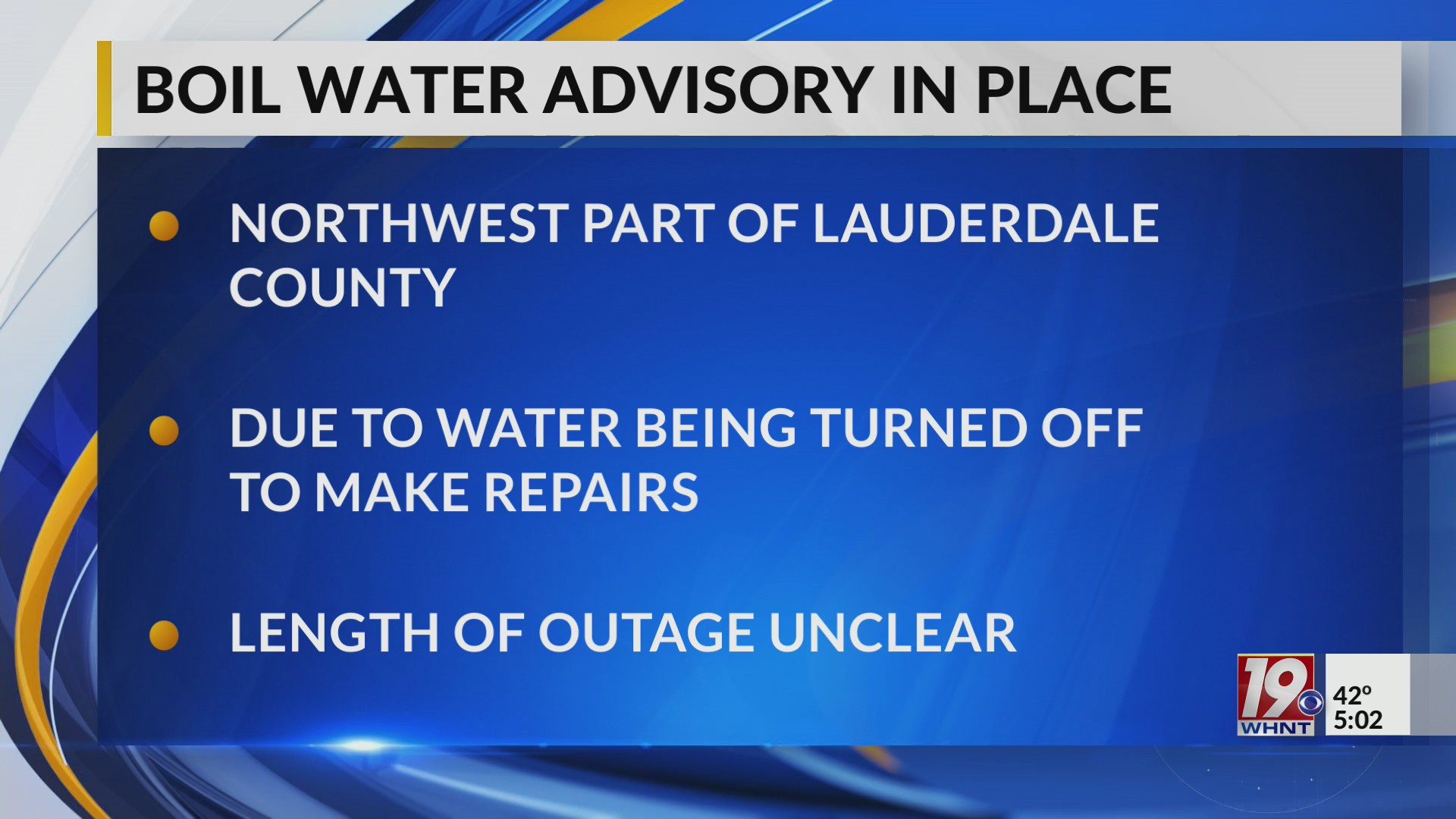 Boil water advisory in place | Jan. 29, 2026 | News 19 at 5 p.m.