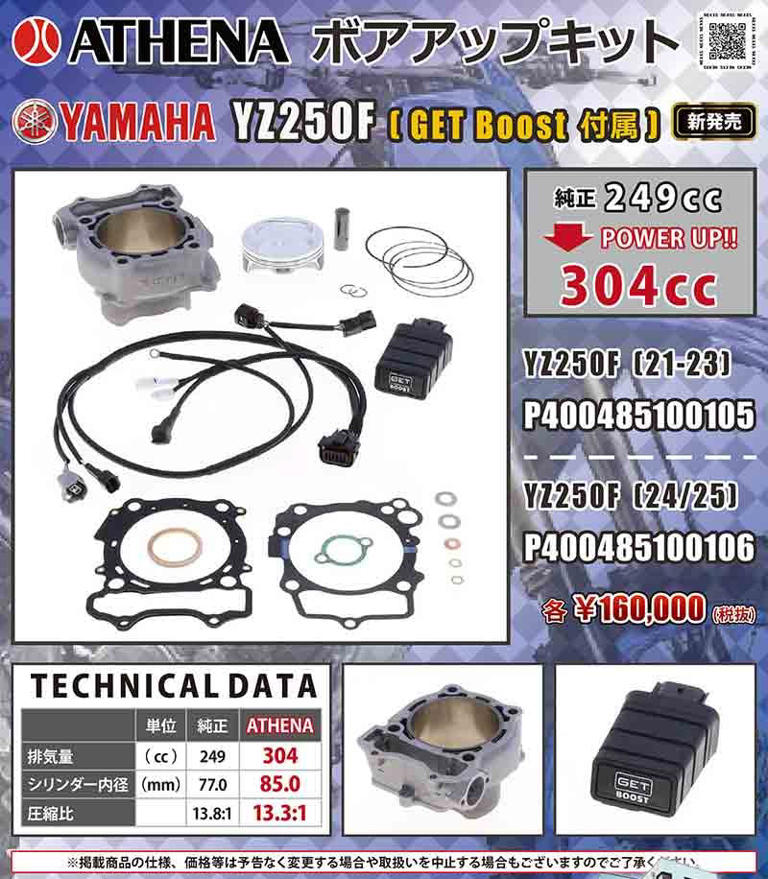 ネクサスからヤマハ YZ250F用 ATHENA「ボアアップキット」が発売!