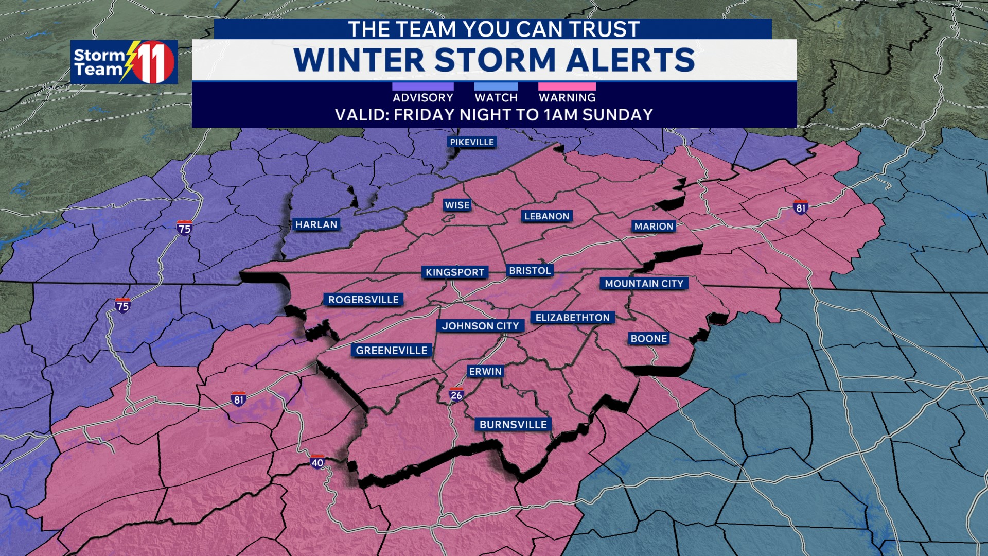 Winter storm warnings for Friday night into Saturday, snow moves in ...