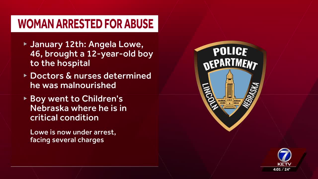 Lincoln woman accused of starving, torturing 12-year-old boy, police say