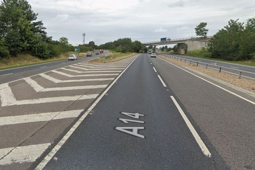 Man dies after crash with lorry trailer on A14