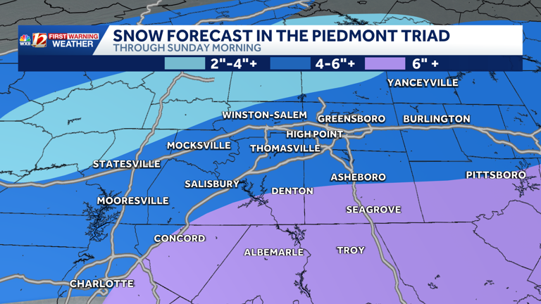 North Carolina snowstorm: County-by-county | How much snow might fall ...