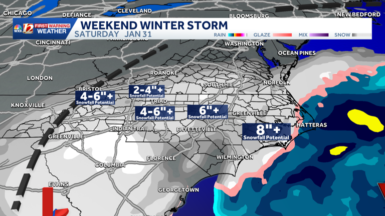 Winter storm warning for measurable snowfall in North Carolina | Threat ...