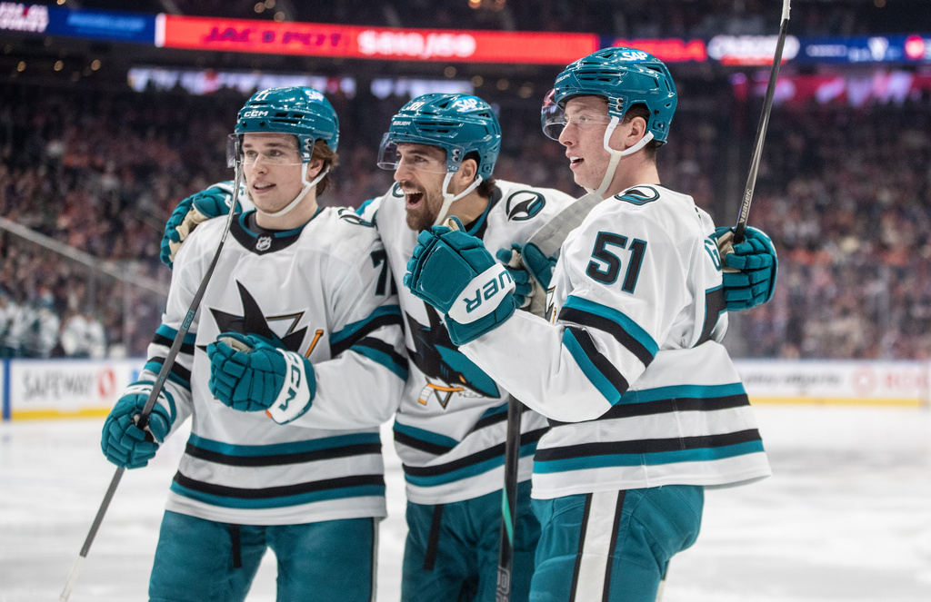 Oilers rally from 3-goal deficit in the third period to stun Sharks in ...