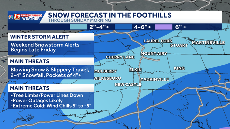 North Carolina snowstorm: County-by-county | How much snow might fall ...