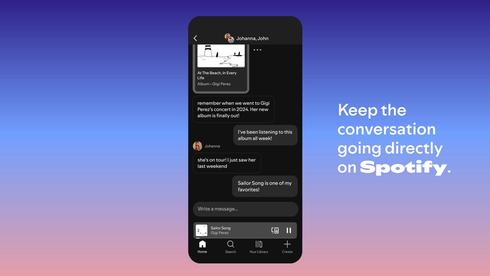 Spotify messages get group chats to share tracks with your friends