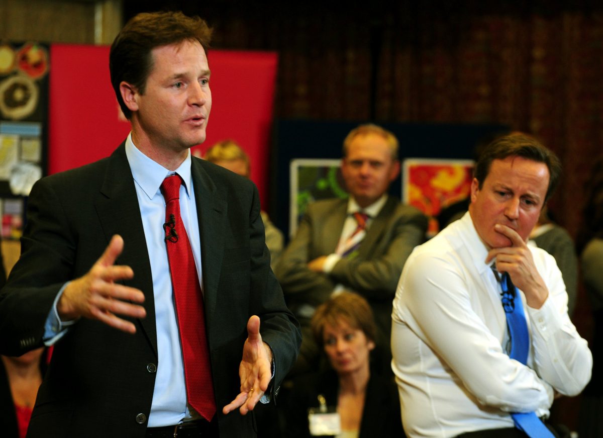 Tuition fees were trebled by the coalition government under Nick Clegg (left) and David Cameron (Photo: Rui Vieira/ WPA Pool/Getty)