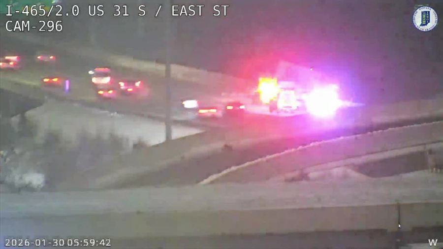 Crash involving semi slows 465 traffic on south side