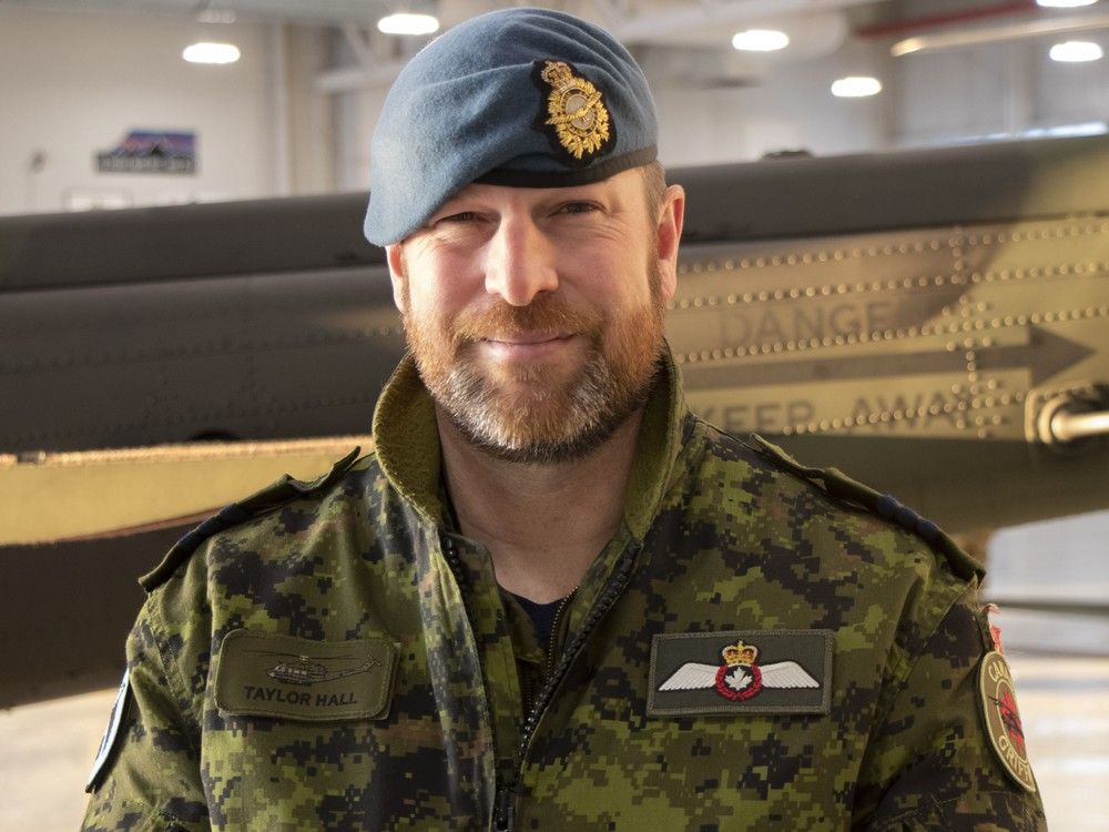  Lt. Col. Taylor Hall on Thursday, Jan. 29, 2026, as s second dispatch of helicopters from 408 Squadron depart for a month-long mission from Edmonton’s CFB Namao to play war games in Alaska with armed forces from Norway, Italy, Mongolia and the U.S.