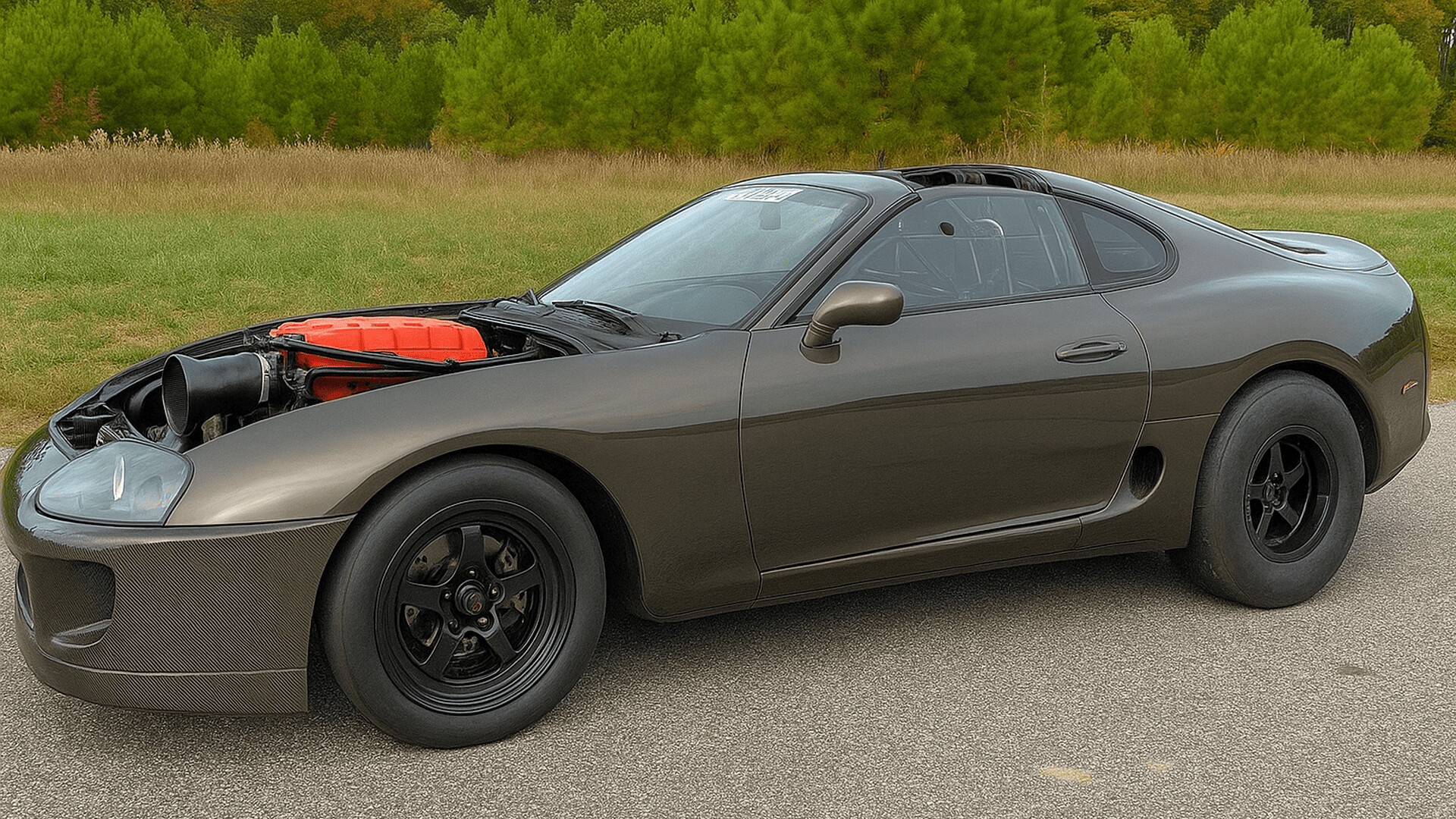 A classic Toyota Supra with a massive engine swap