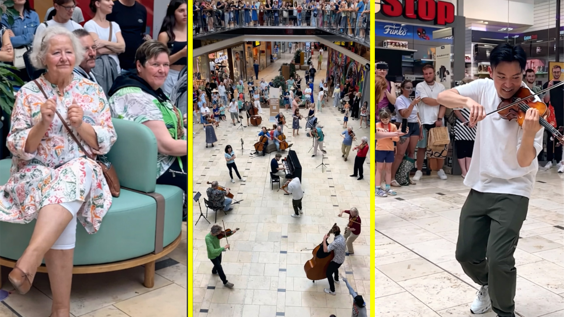 Spontaneous flashmob at a shopping mall