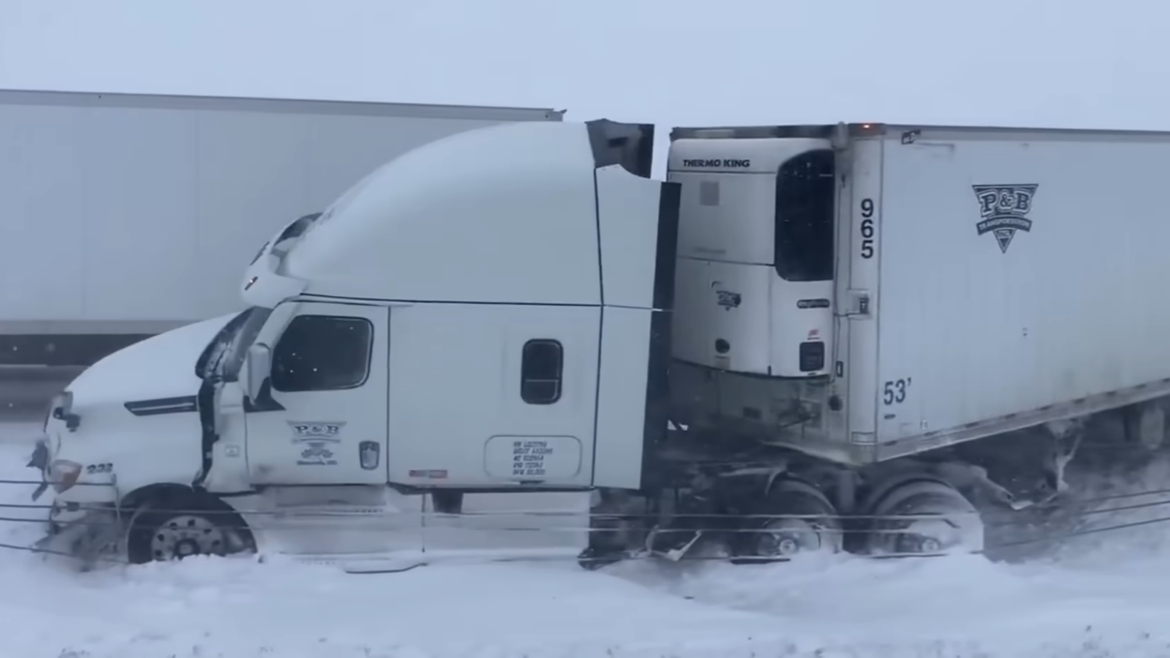 Chain reaction semi wreck explodes on I-94 during blizzard