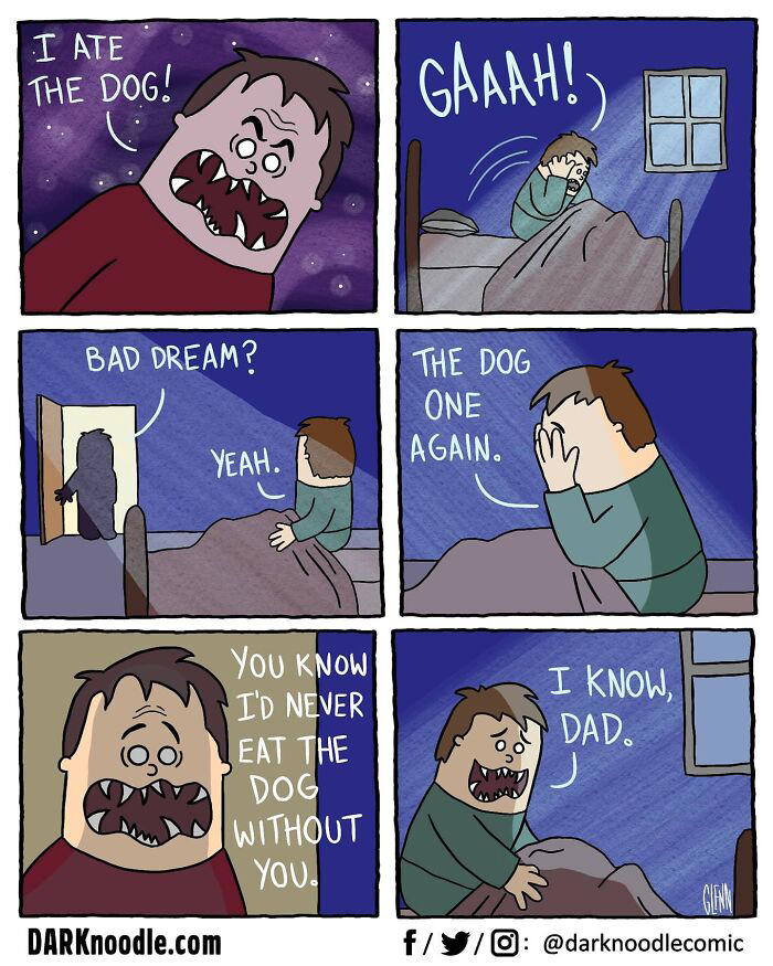 27 comics by DARKnoodle that blend dark humor with everyday absurdity