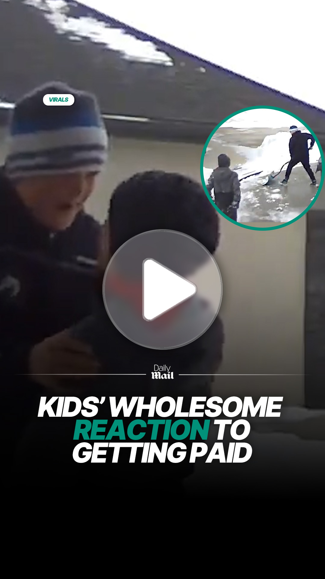 Kids react wholesomely after being paid to shovel driveway