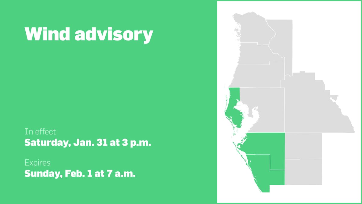 Wind advisory for Central West Florida for Saturday and Sunday – wind ...