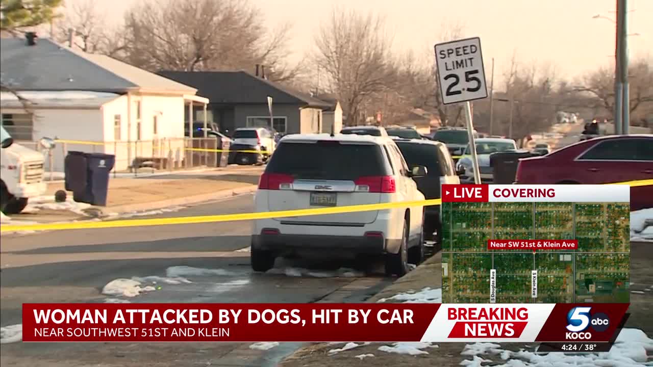 Woman attacked by dogs then hit by car in southwest Oklahoma City