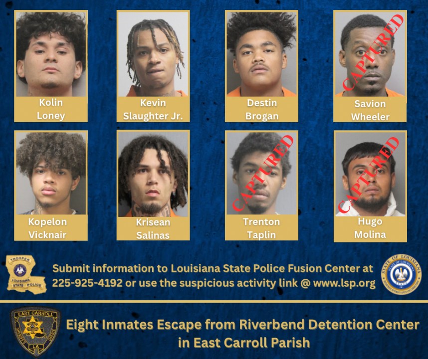 Two additional inmates captured; manhunt continues for three fugitives
