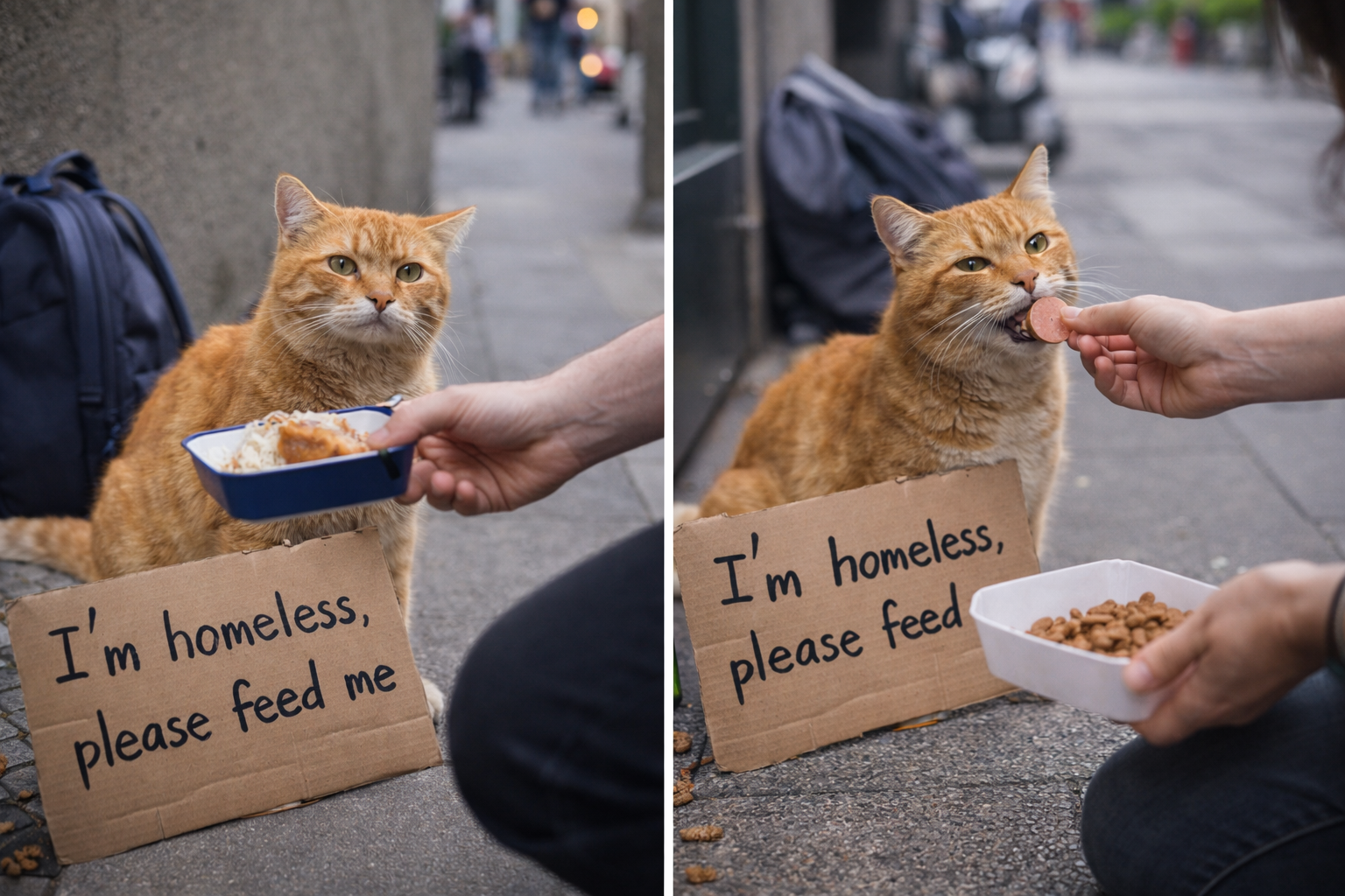 Il gatto che fingeva di essere randagio per ricevere cibo da tutti