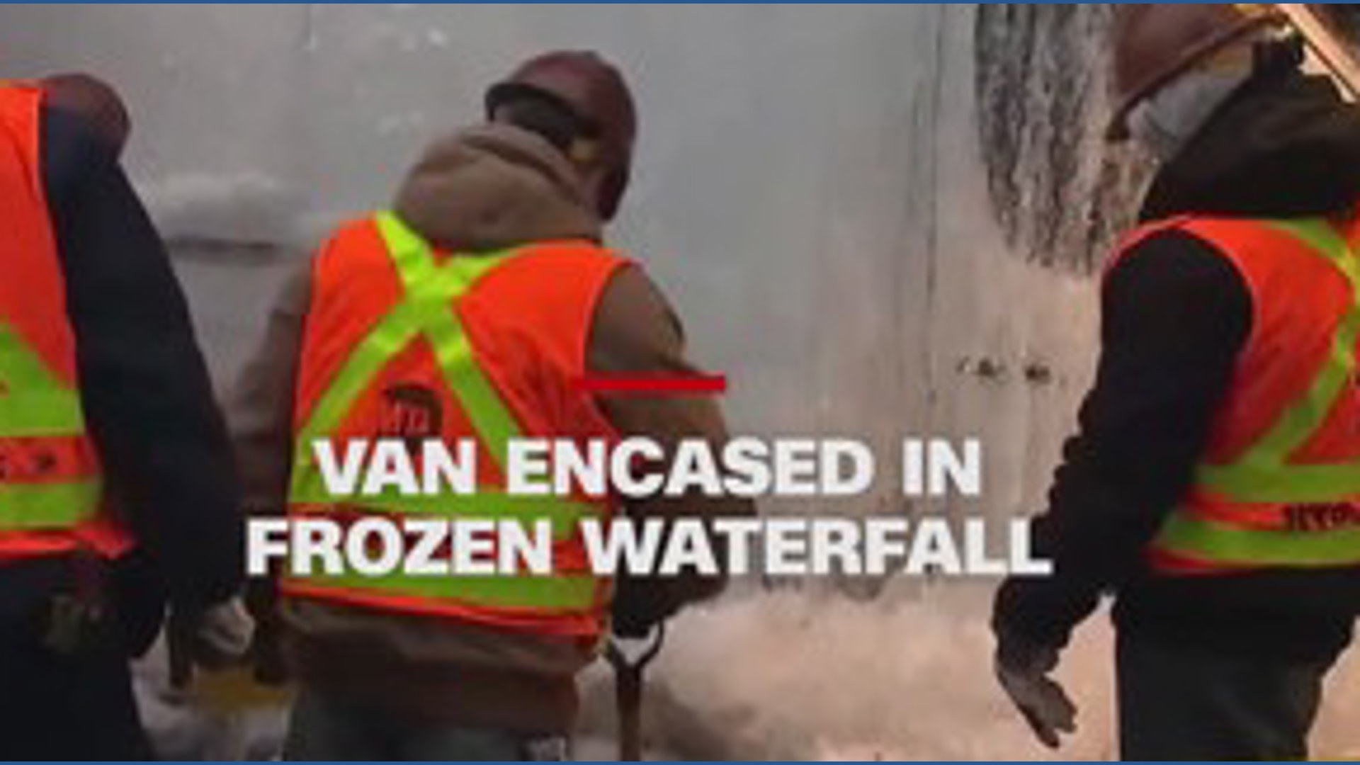 Van frozen in ice after Bronx pipe bursts, creating frigid waterfall