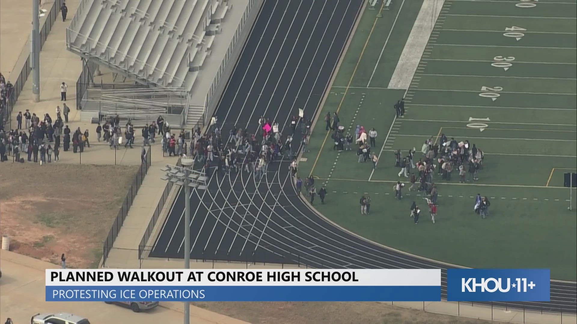 Students walkout at Conroe High School protesting ICE operations