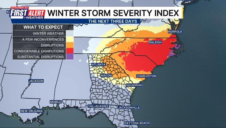 Winter storm severity index: Here’s how the Southeast US will be ...