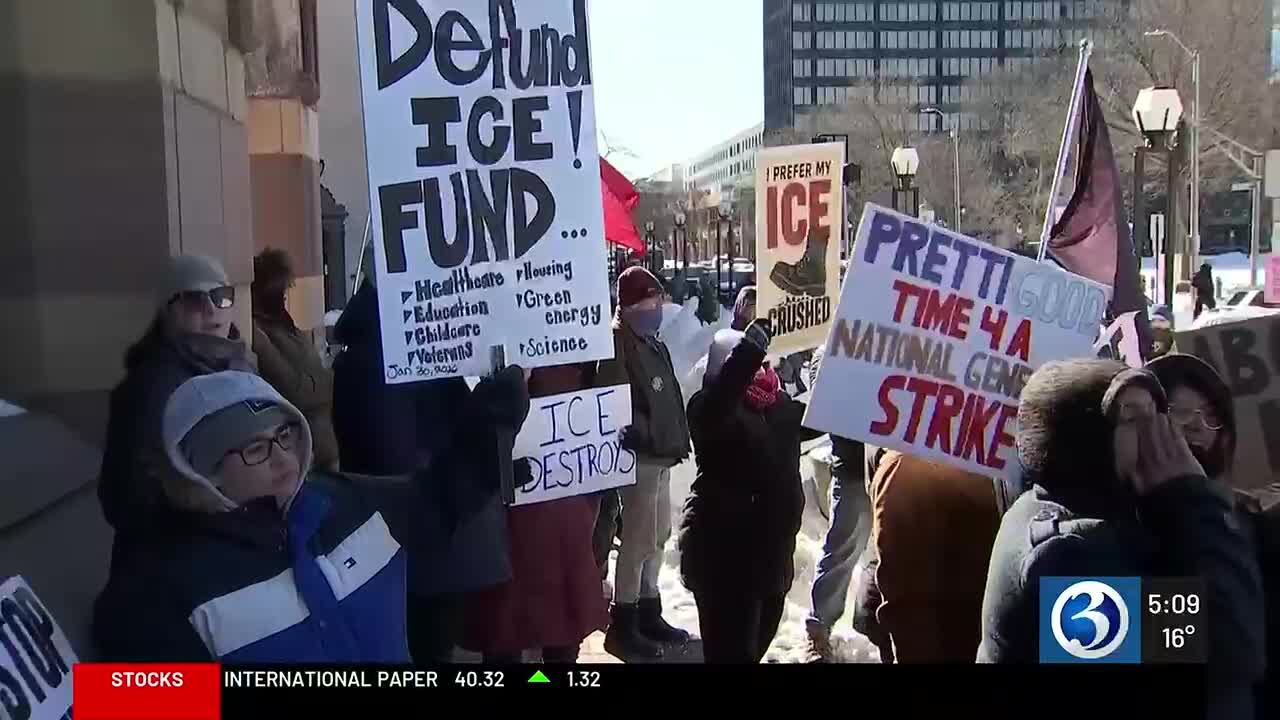 Anti-ICE protesters hold 'National Shutdown' rally in New Haven ...