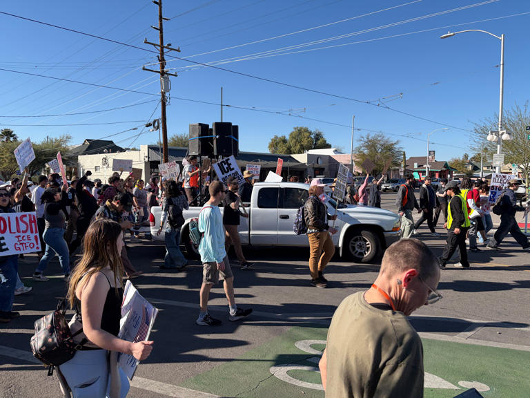 Tucson businesses close, hundreds protest on National Day of Action