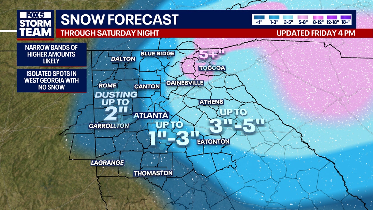 Georgia winter storm warning: Snow totals, timing, and rare -15° wind ...