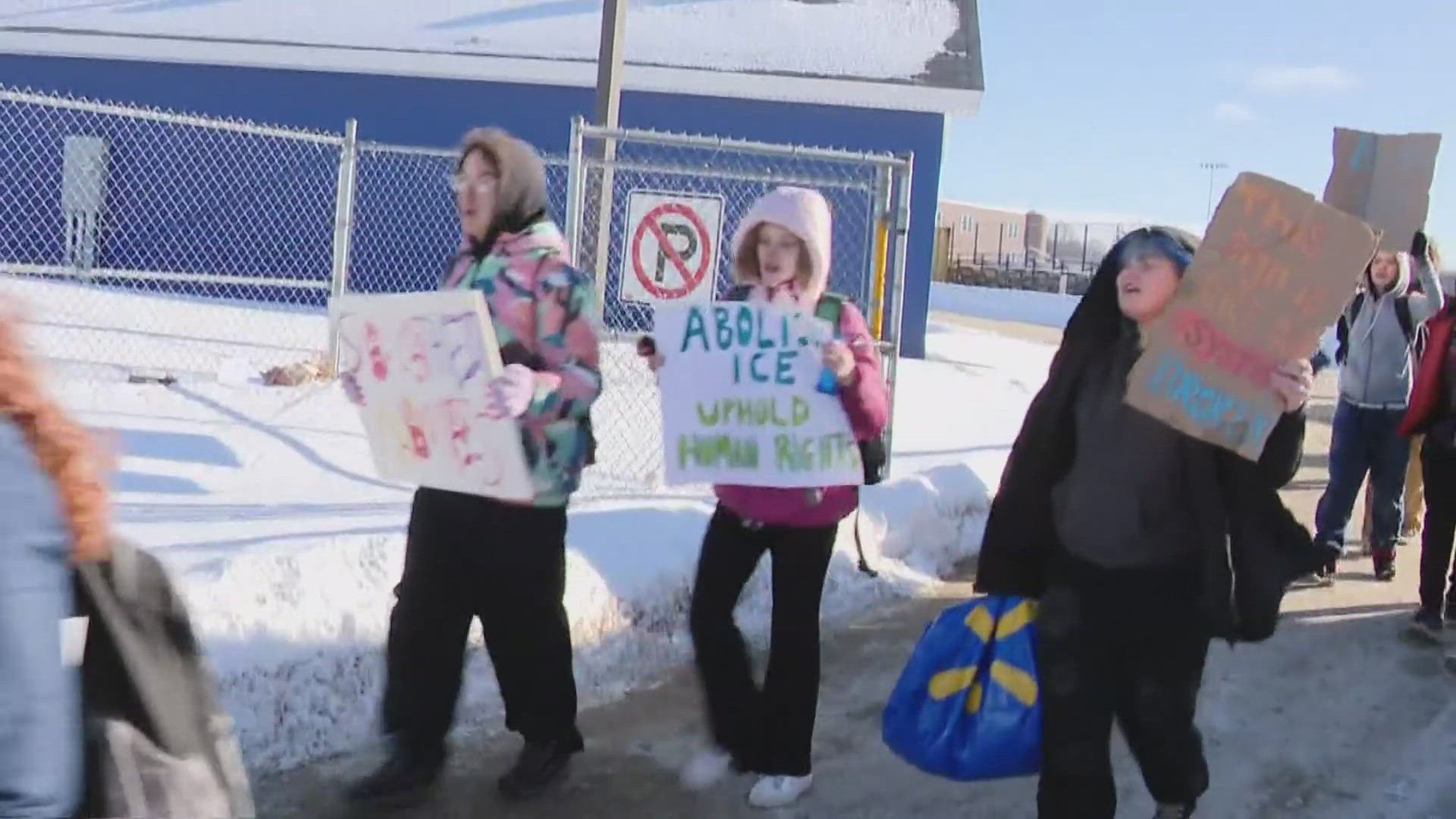 Lewiston High School students walk out to protest ICE surge