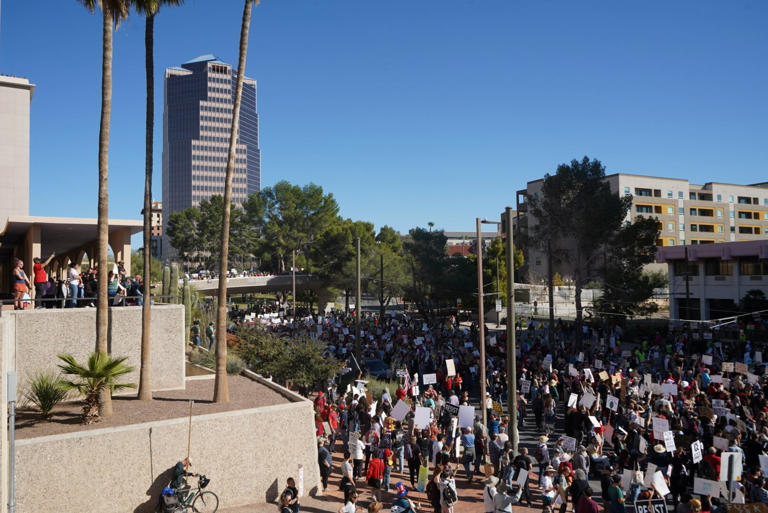 Tucson businesses close, hundreds protest on National Day of Action