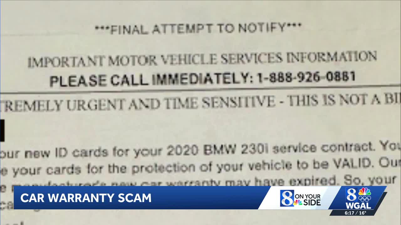 Scam targets consumers with fake car warranty expiration notices