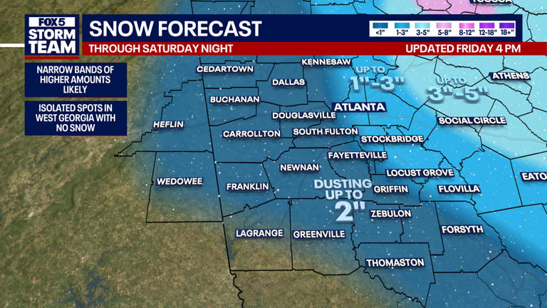 Georgia winter storm warning: Snow totals, timing, and rare -15° wind ...