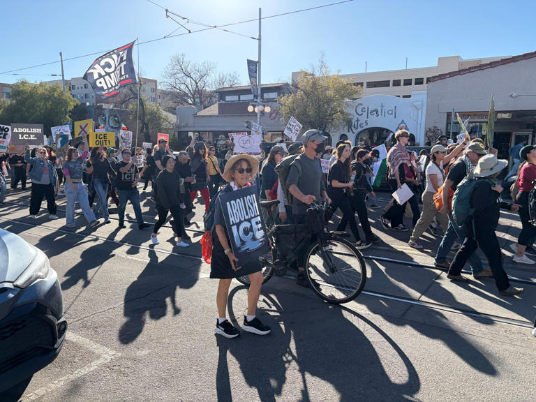 Tucson businesses close, hundreds protest on National Day of Action