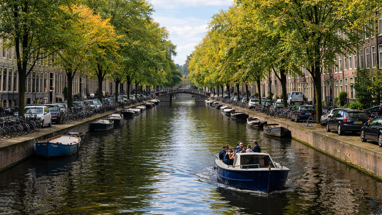 An autumn boat ride through Amsterdam canals