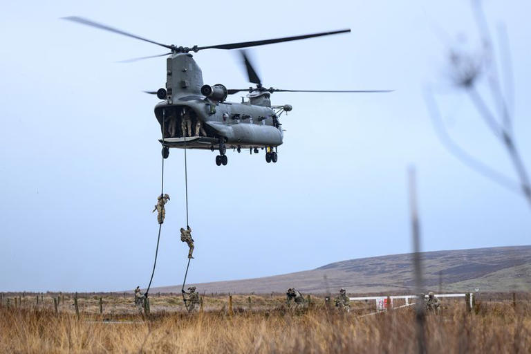 British military fast-roped from Chinook ahead of taking over NATO's ...