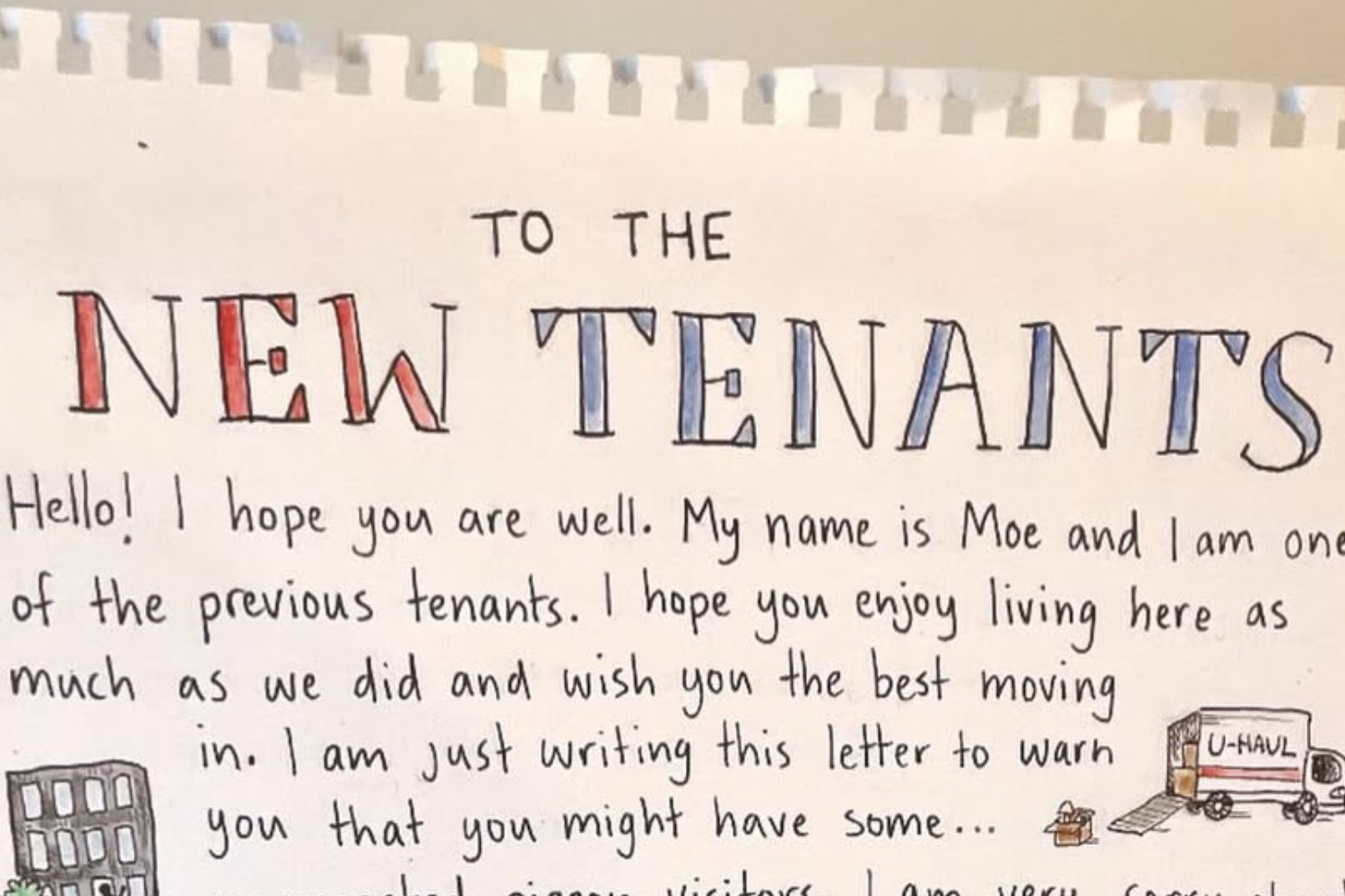 Man leaves warning note for new tenants about unexpected visitors — 