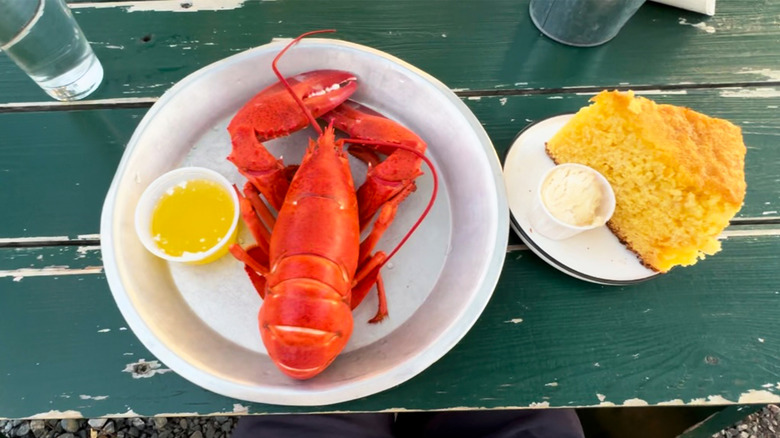 Fresh lobster dinner in Maine