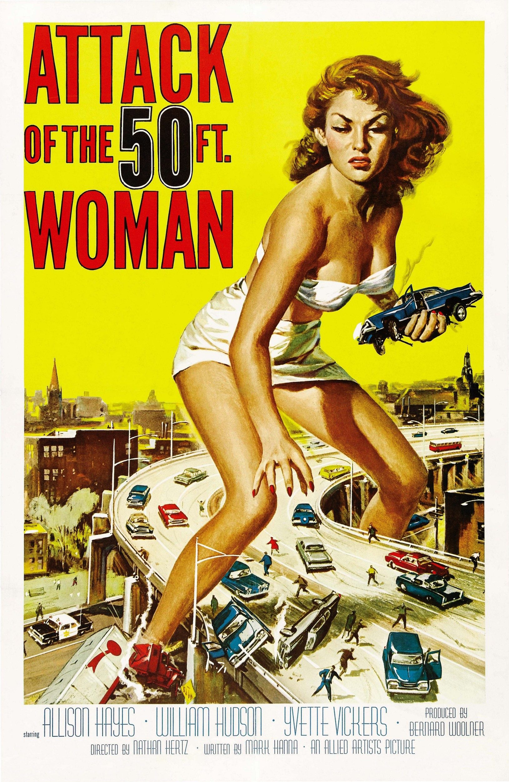 film poster of Attack of the 50 Foot Woman, by Reynold Brown