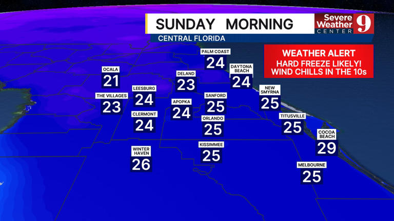 Wind, freeze, and extreme cold warnings blanket Central Florida