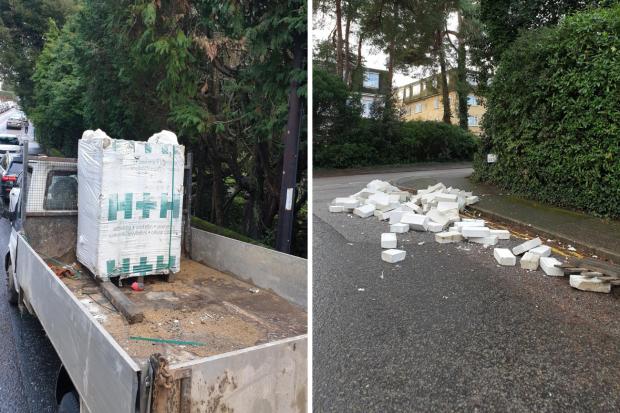 Bricks fall off van onto road as suspected drug driver arrested