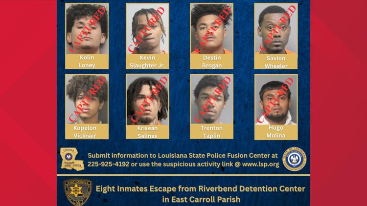 All 8 escaped inmates from a North Louisiana holding center are back in ...