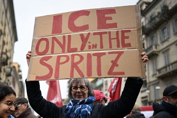 Demonstrators in Milan protest ICE unit at Winter Olympics