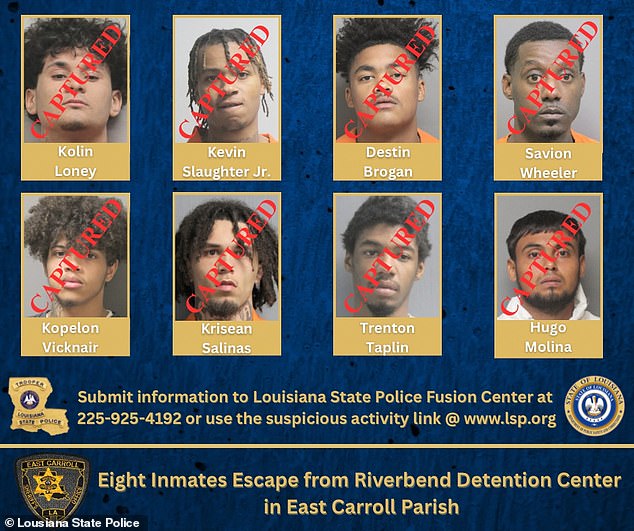 Huge manhunt launched after eight inmates including three murderers ...